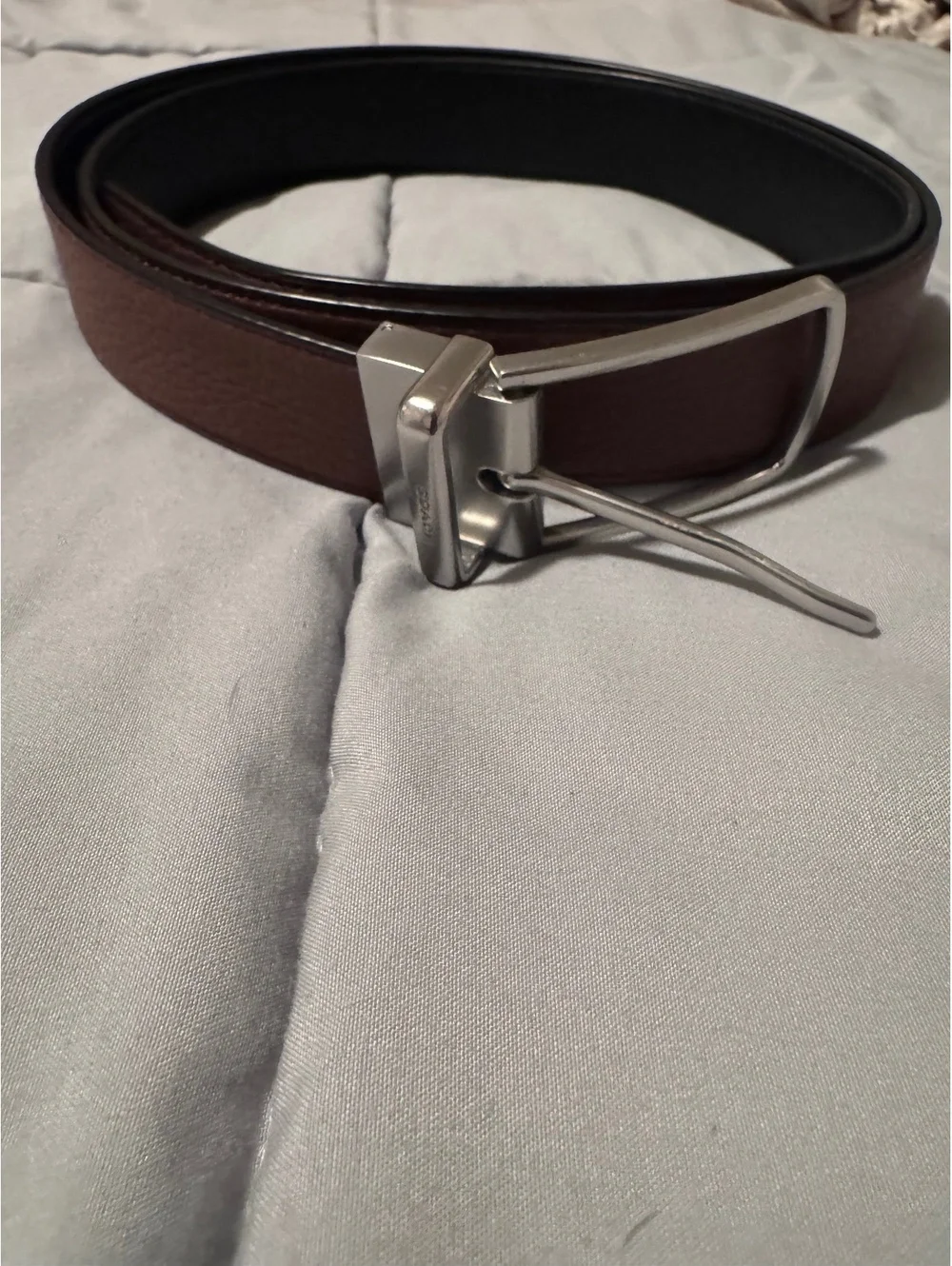 Coach Reversible Leather Belt Black Brown Cut To Size 44” Silver Buckle Men’s